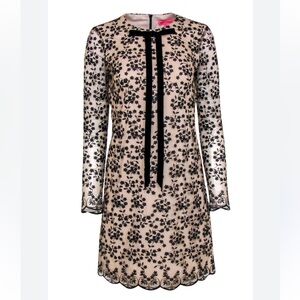 Betsy Johnson | Beige & Black Floral Embroidered Lace Dress | 6